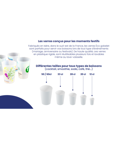Gobelet Réutilisable 25 / 33cl - Givré - 100% Recyclable - LE